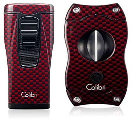 Gift Set - Monaco  Triple Jet Lighter & V Cutter Red
