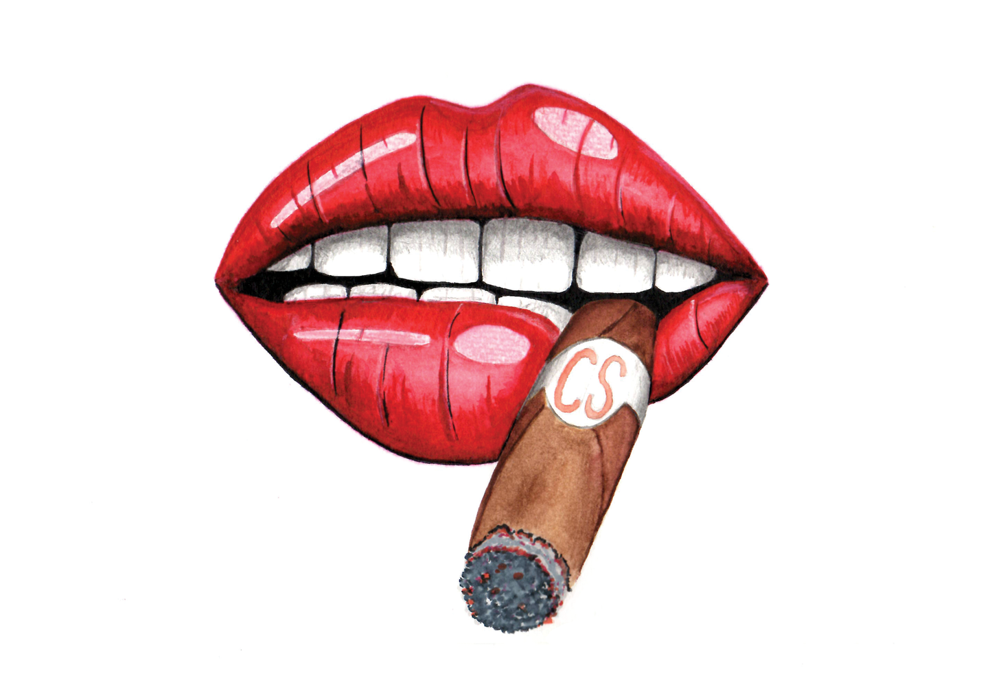 Red Lips Cigar Card